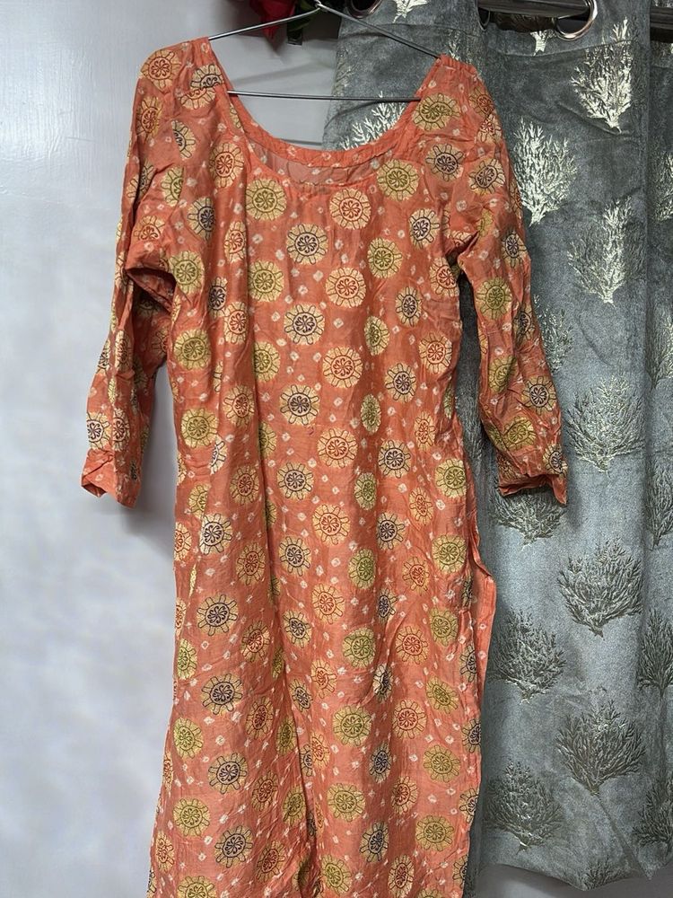 Gadwal bandhni double colour dress