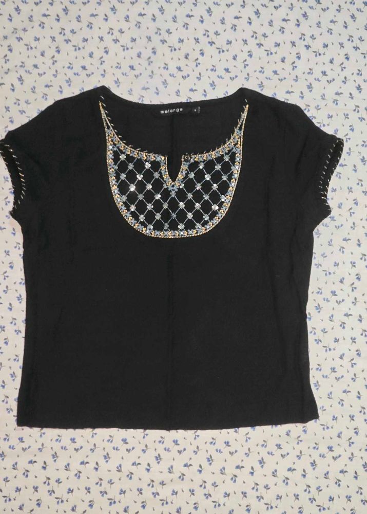 Embellished Black ethnic Top