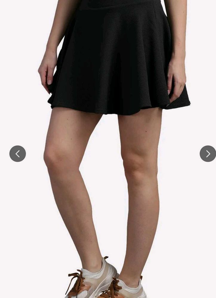 Black Mini Skater Skirt with Inbuilt Shorts