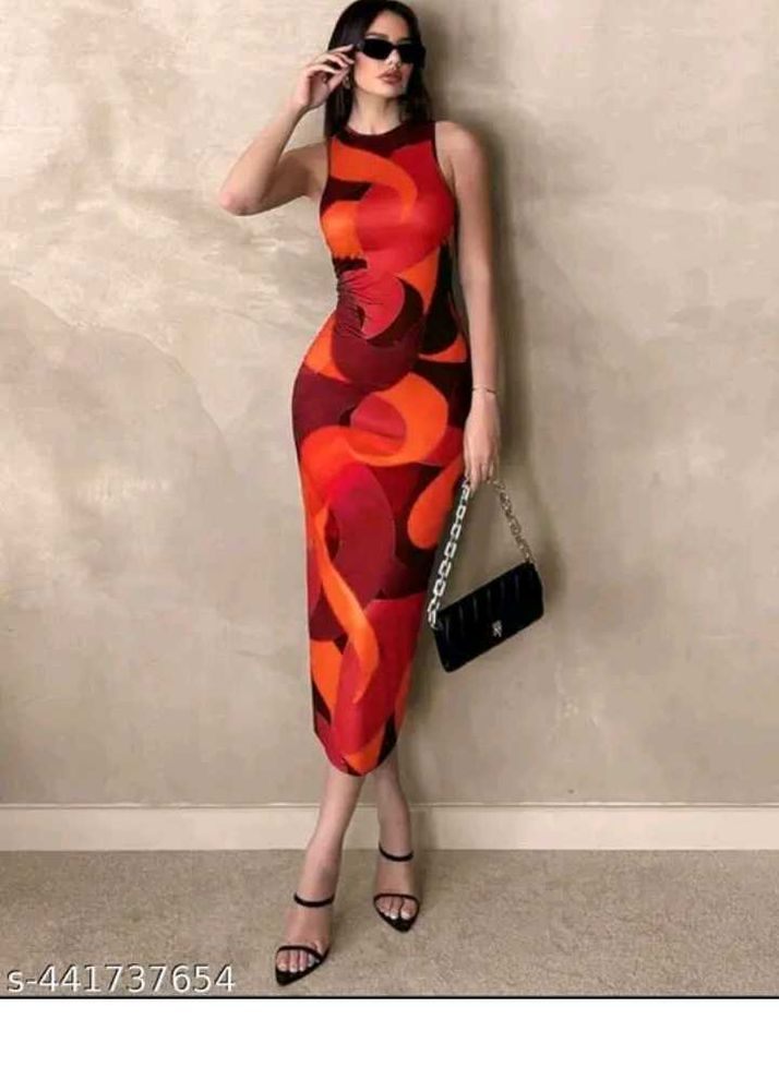 Vibrant Abstract Print Sleeveless Maxi Dress