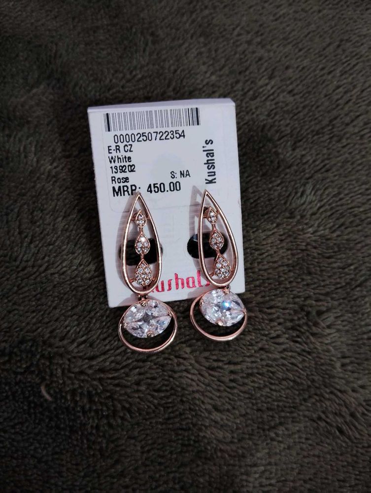 Rose Gold CZ Drop Earrings