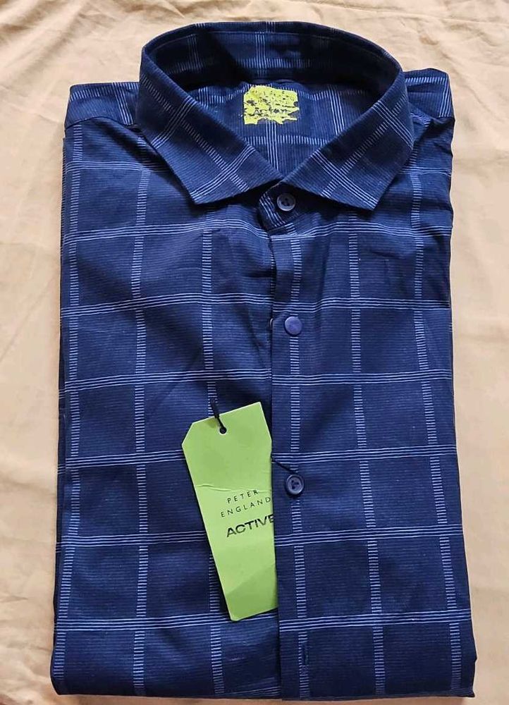 Peter England Men's Blue Check Shirt
