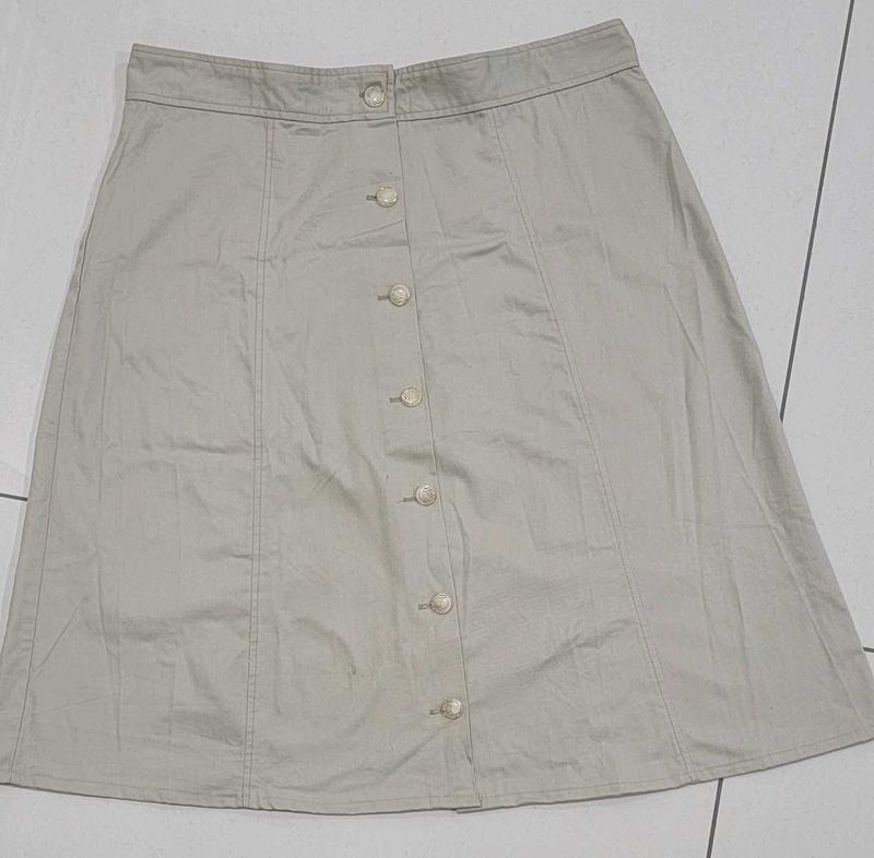 Vintage Button-Front A-Line Skirt