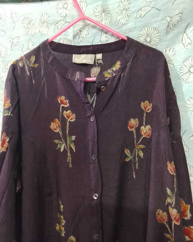 Purple Floral Print Kurta