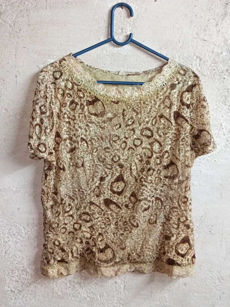 Elegant Sheer Leopard Print Top