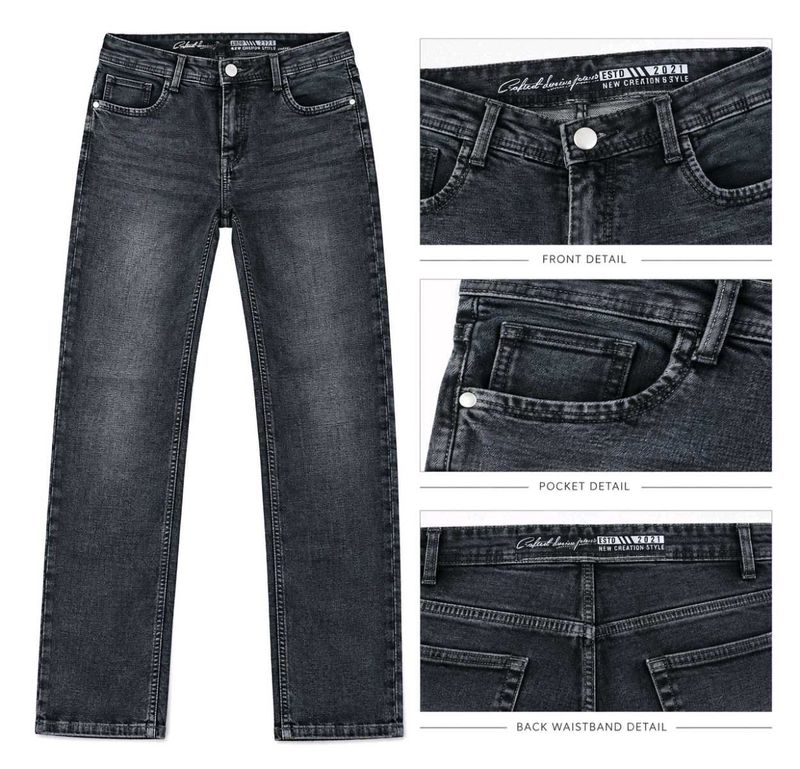 Stylish Dark Wash Straight Leg Jeans