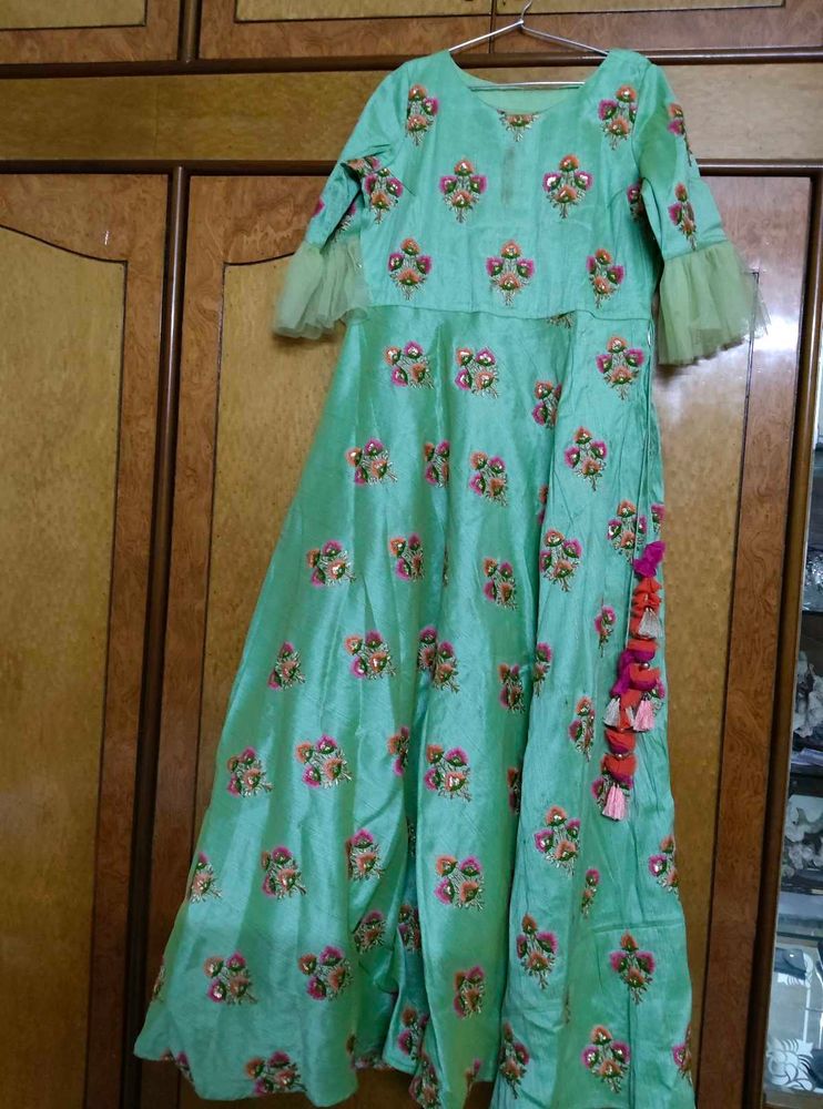 Embellished Teal Ethnic Gown