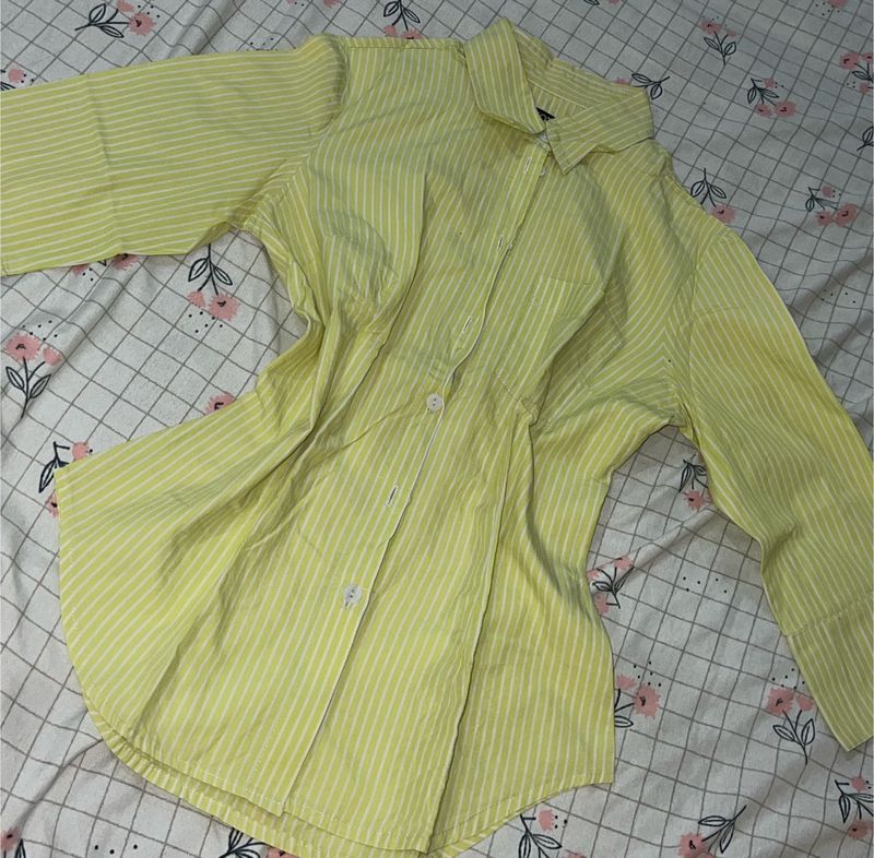 Yellow Striped Button-Up Shirt