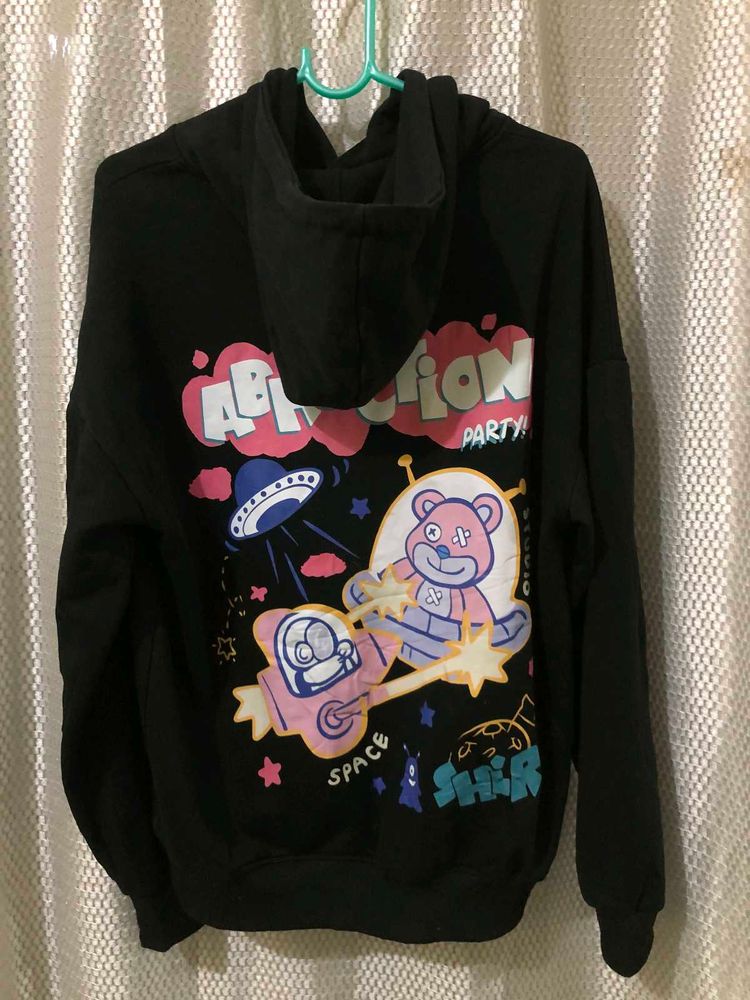 Black Cartoon Graphic Hoodie