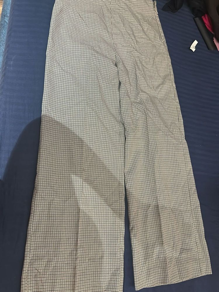 Plaid Wide Leg Trousers