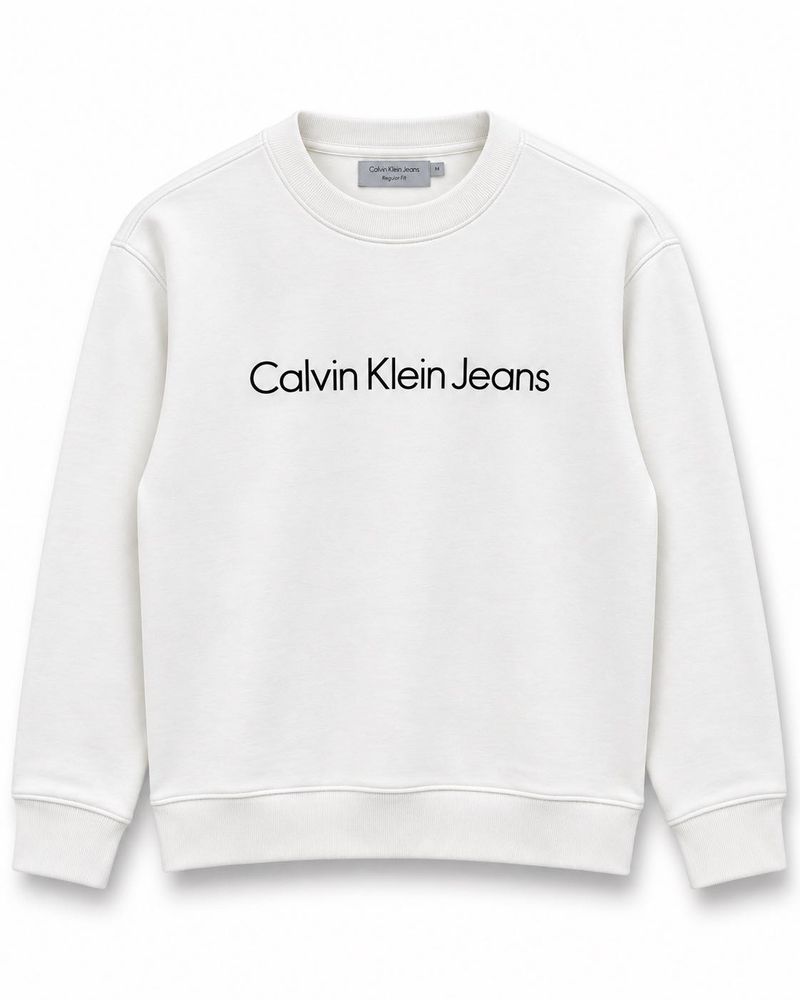 Calvin Klein Jeans White Fleeced Sweatshirt