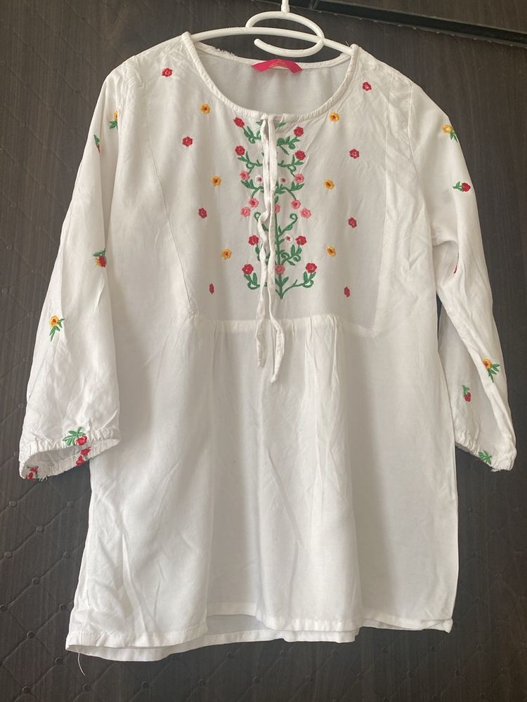 Embroidered White Top
