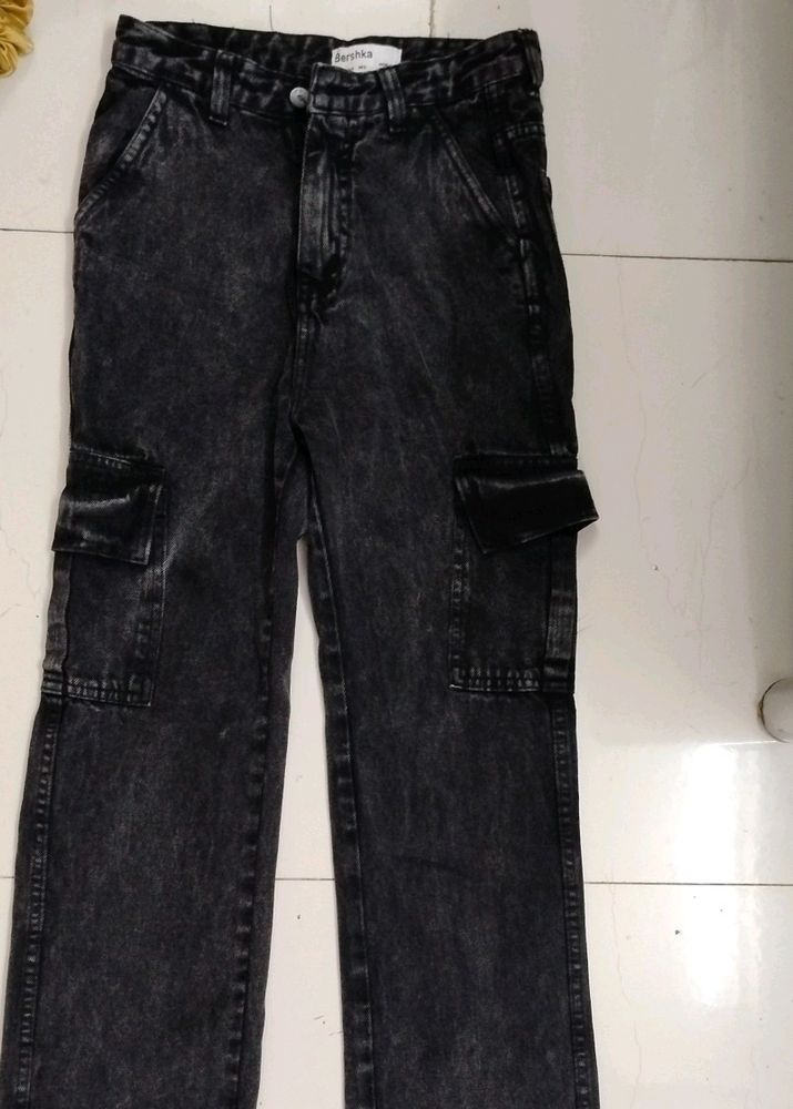 Charcoal Black Cargo Jeans