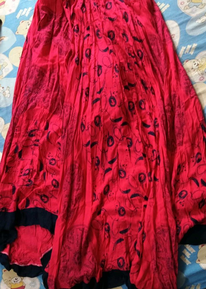 Vibrant Red Ethnic Skirt