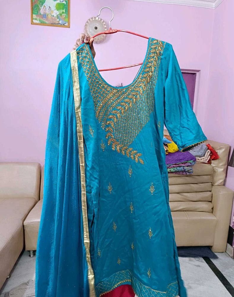 Teal Kurta with Dupatta