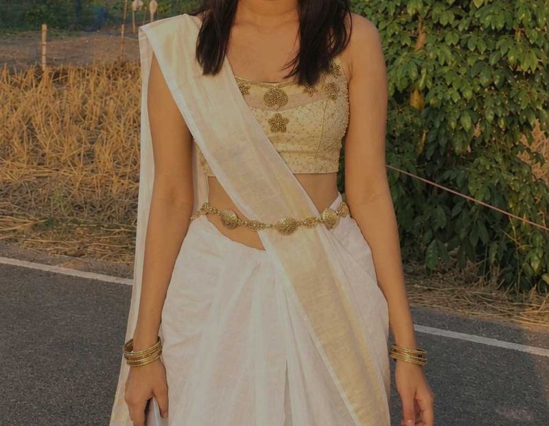 Elegant Off-White Saree