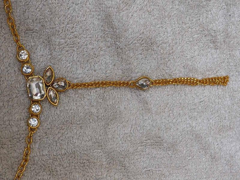 Gold Plated Hand Harness with Crystals