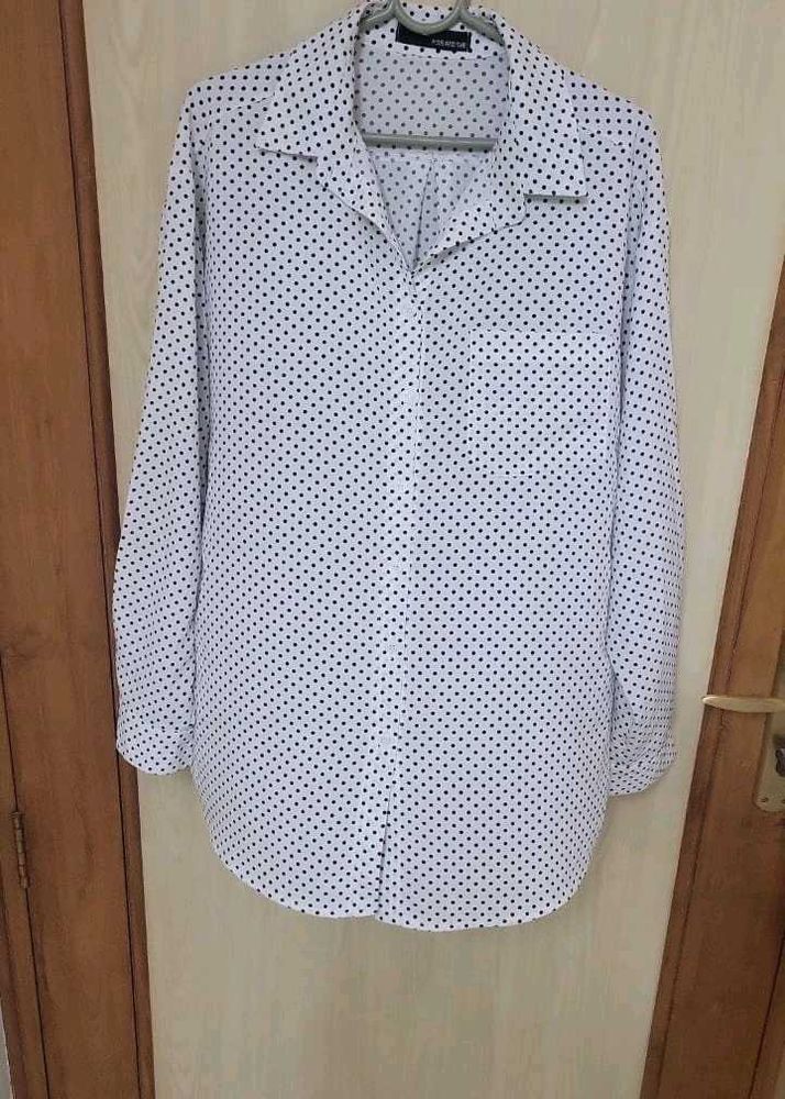 White Polka Dot Long Sleeve Shirt