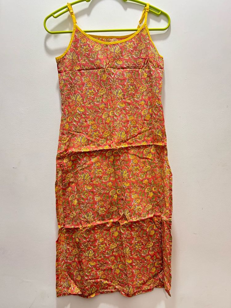 Floral Strappy Kurti With Adjustable Straps