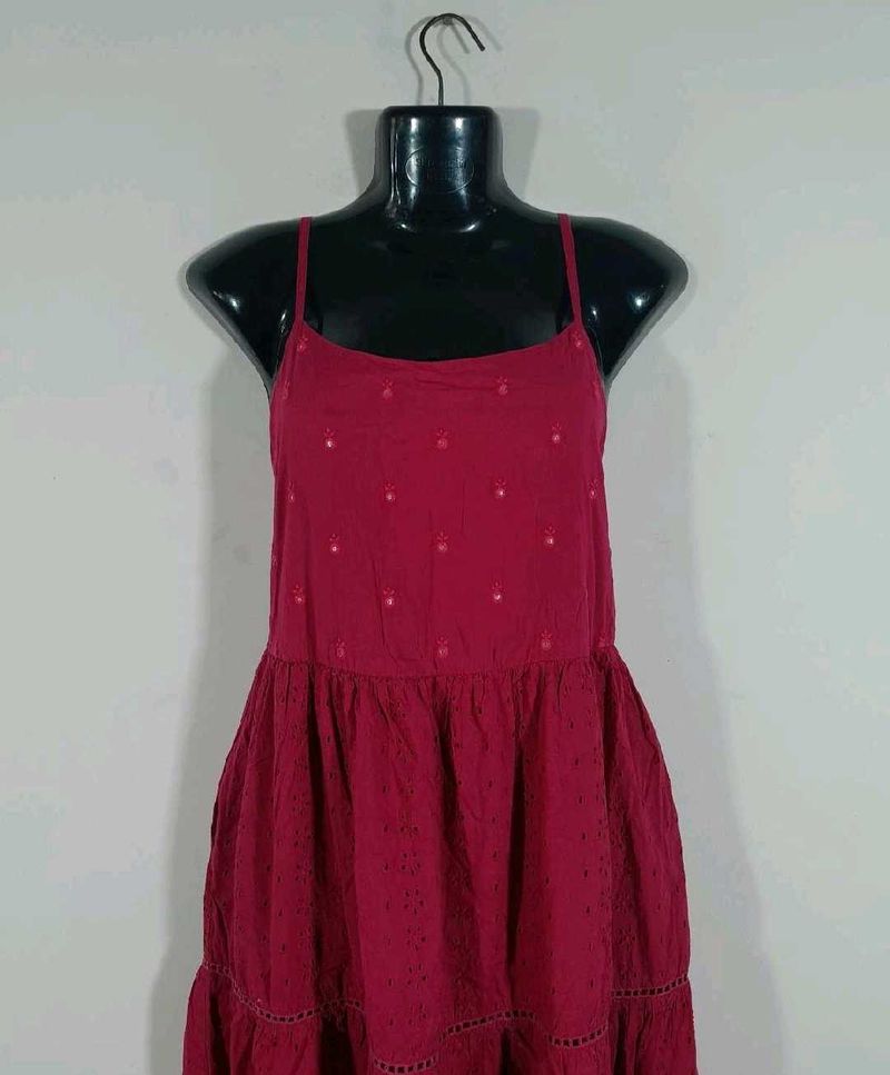 Rose pink schiffli midi dress