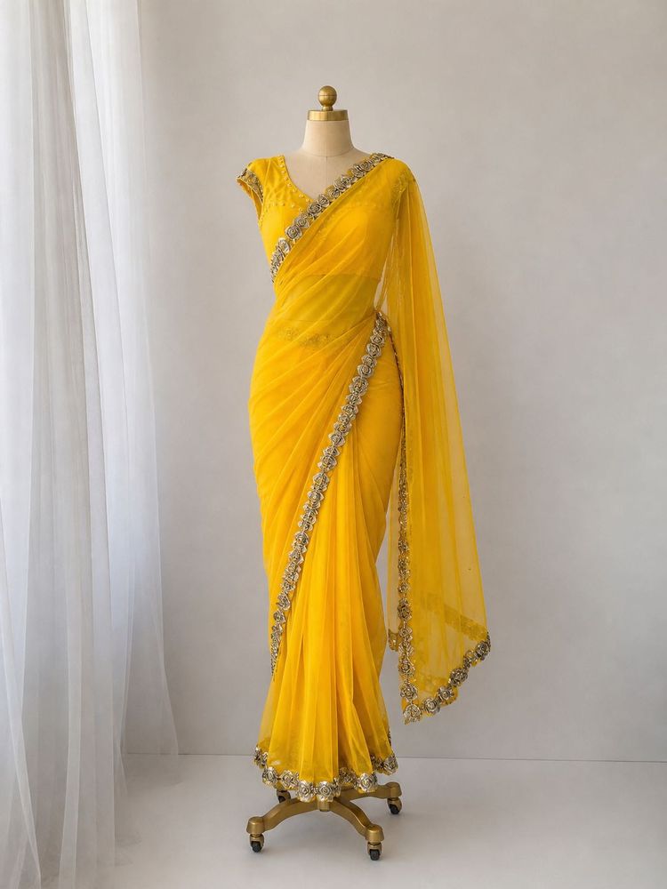Yellow ready to wear saree