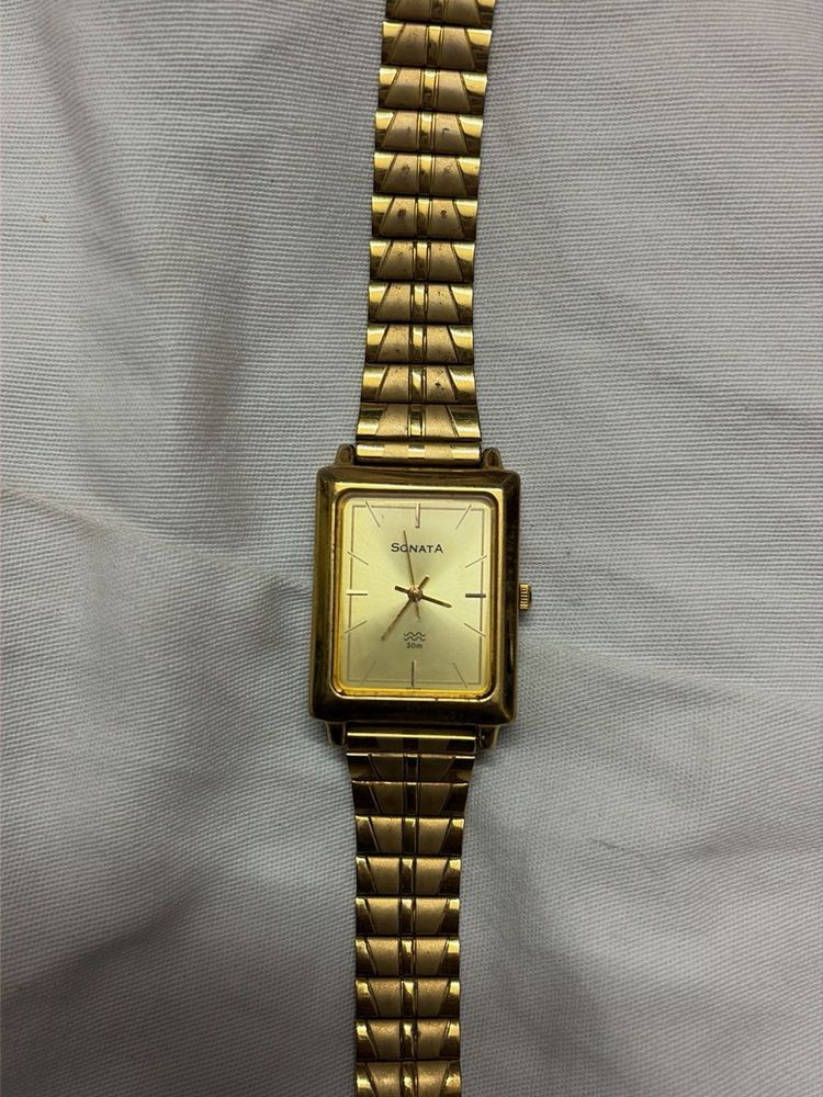 Sonata Gold Tone Watch