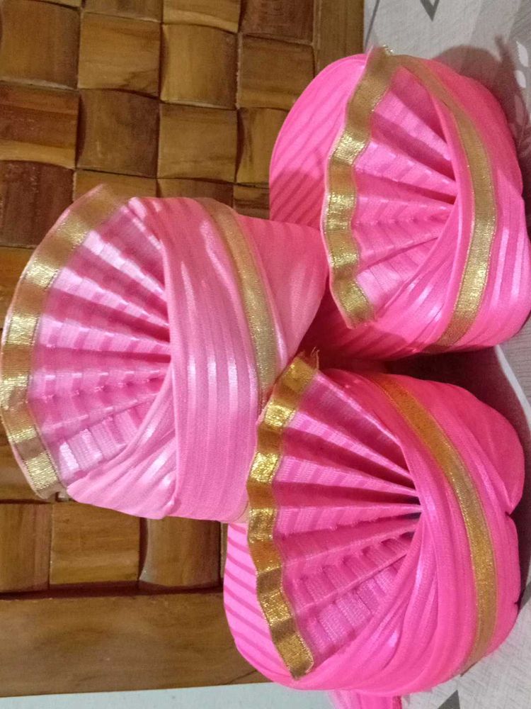 set of three Pink &amp; Gold Wedding Turban