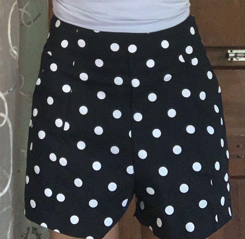 Black &amp; White Polka Dot Shorts