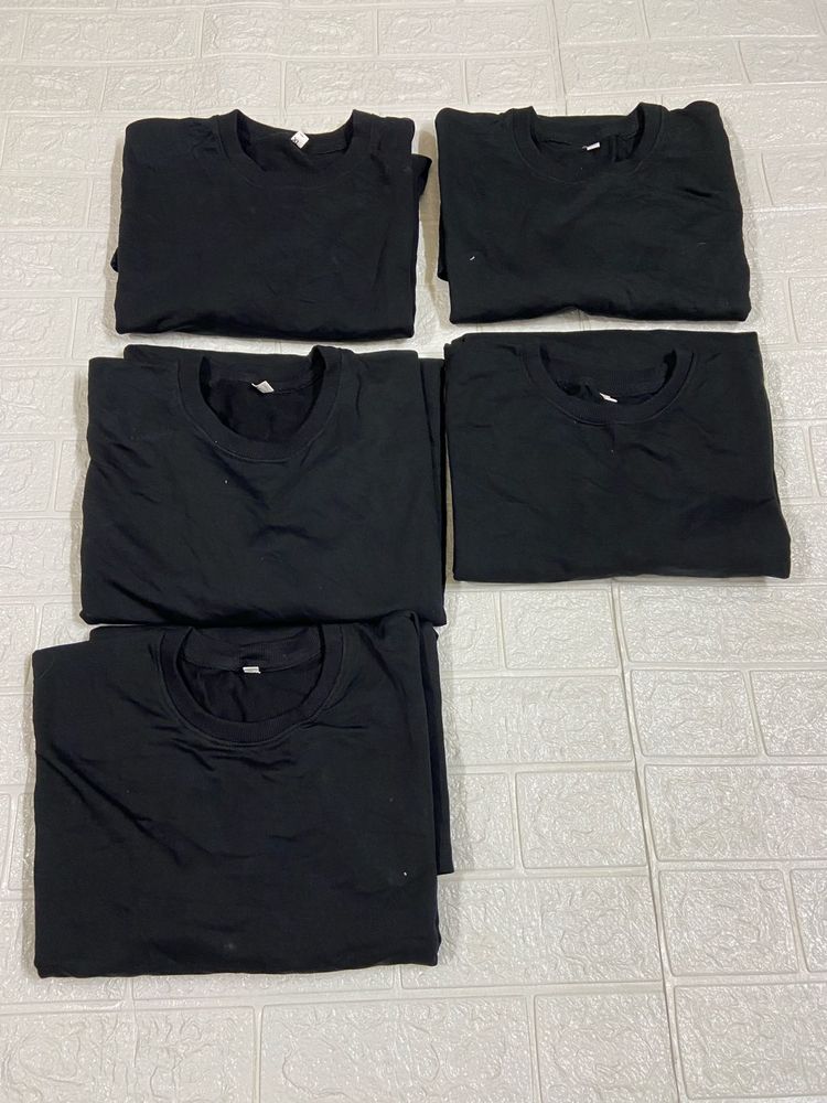XL SIZE Pack of 5 Black Basic T-Shirts