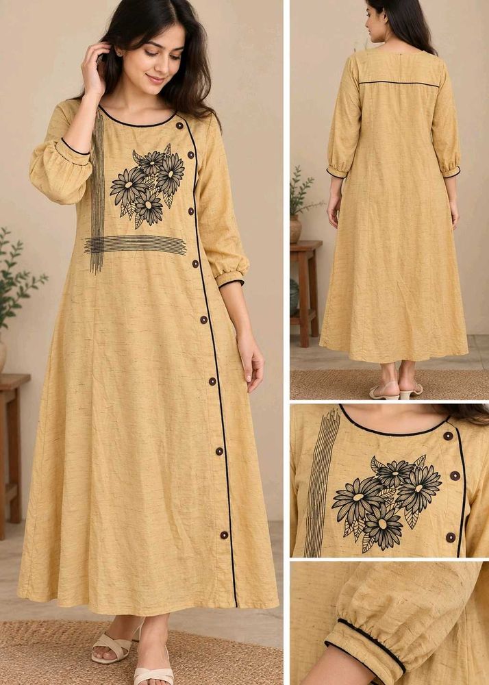 Elegant Yellow Kurta with Floral Print