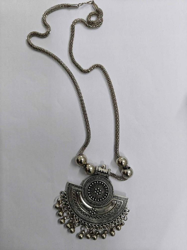 Boho Oxidised Silver Necklace