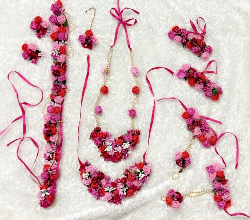 Pink &amp; red Floral Jwellery Set