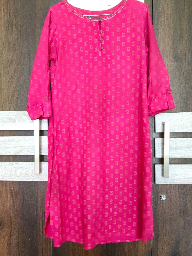 Vibrant Pink Printed Kurta