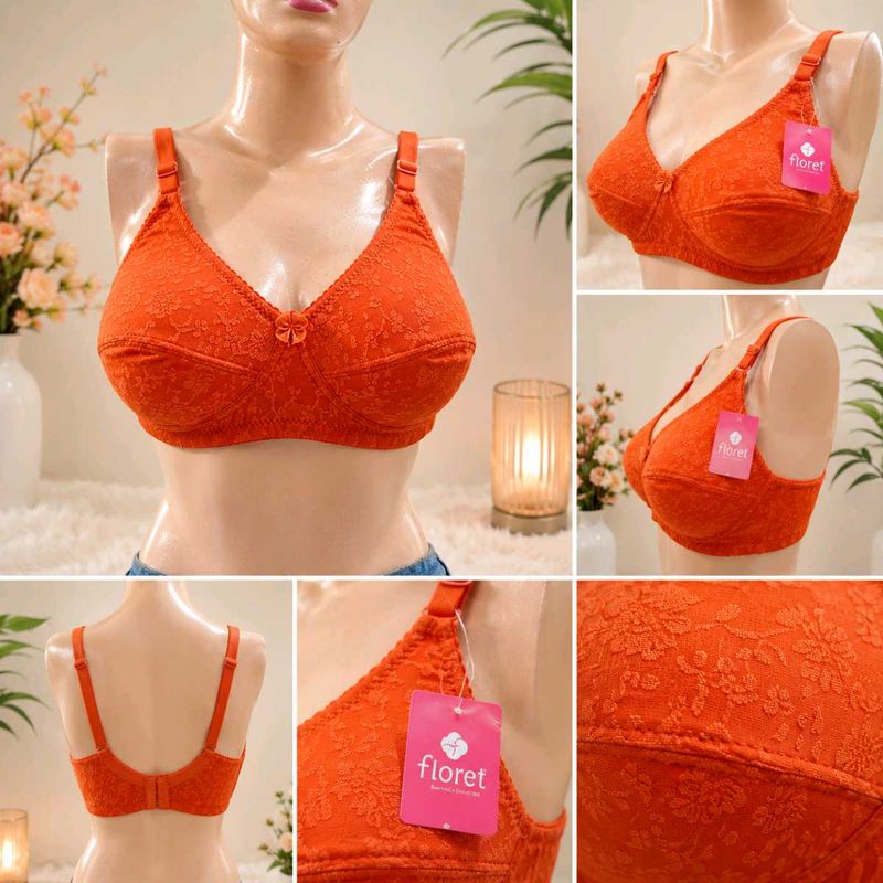Floret Orange Lace Bra
