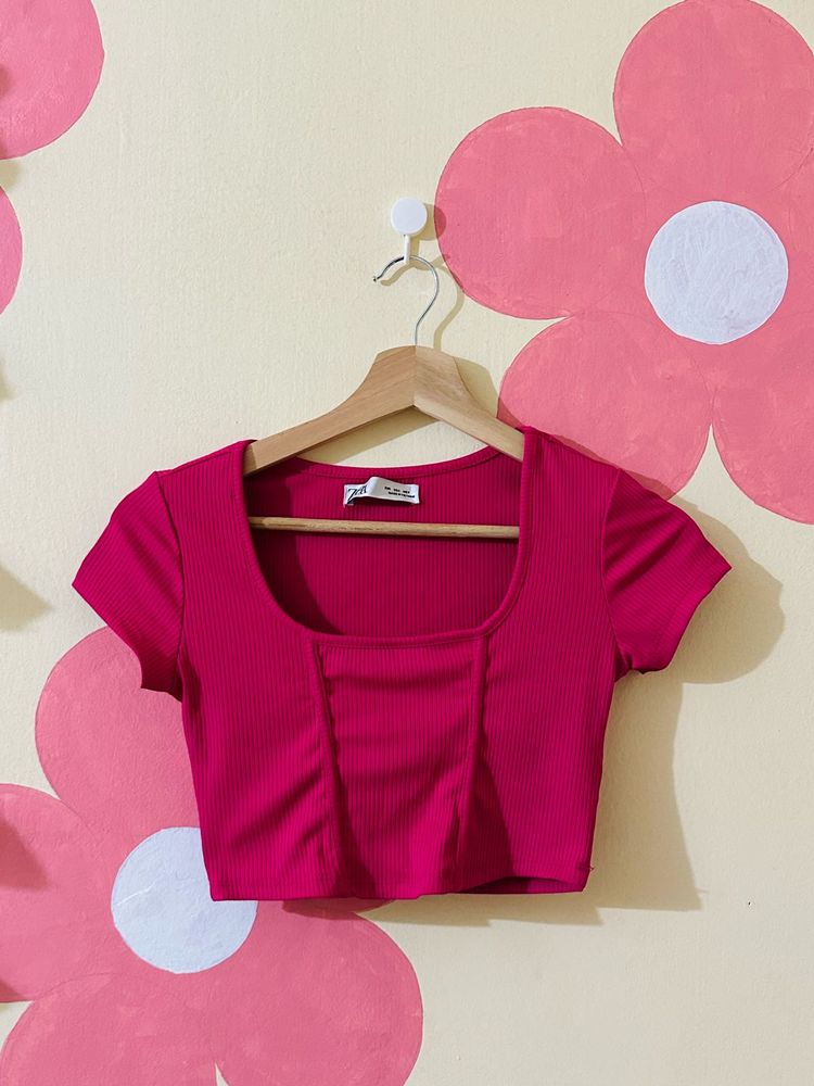 Ribbed Square Neck Crop Top