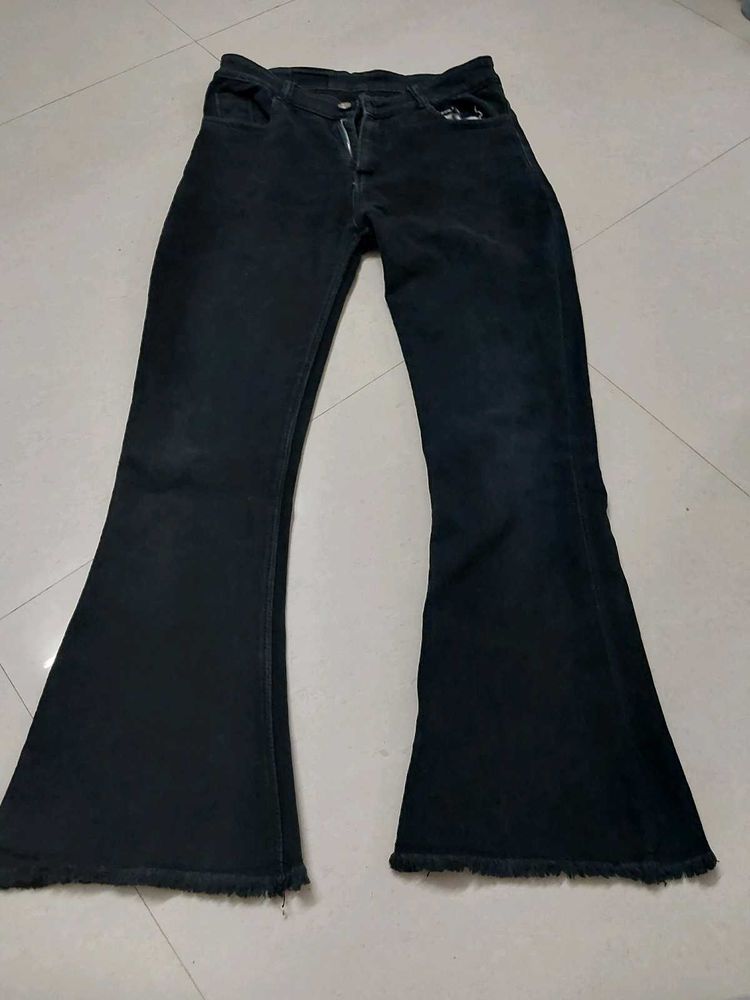 Flared Black Denim Jeans