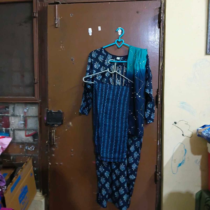 Stylish Blue Kurta Set with Dupatta