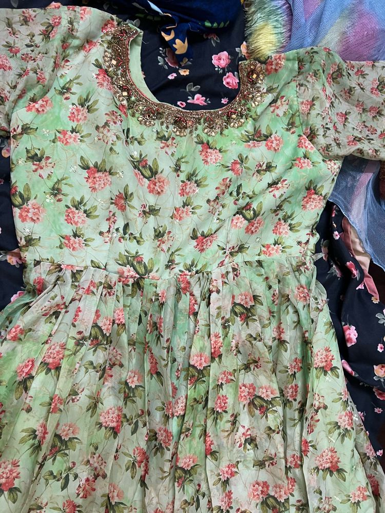 Floral Print Ethnic Gown