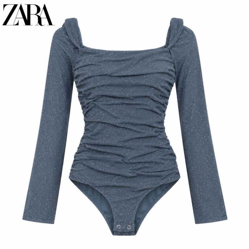 Zara Ruched Sparkle Bodysuit