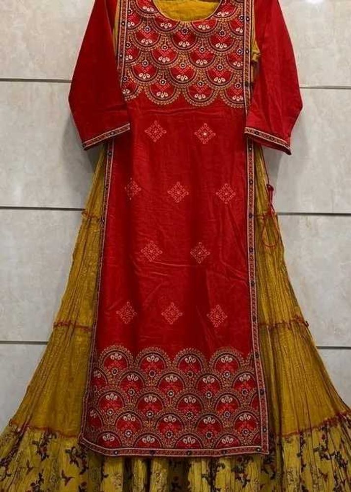 Red &amp; Gold Embroidered Traditional Dress