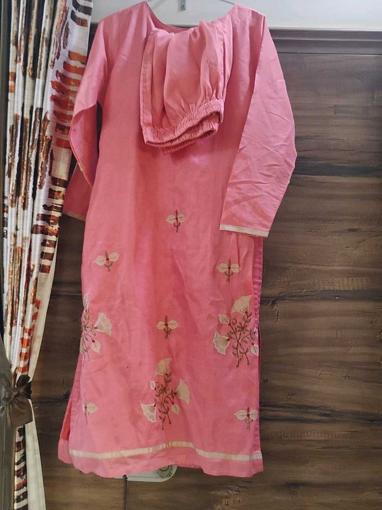 Pink Embroidered Kurta Set