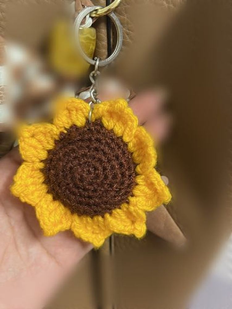 Handmade Crochet Sunflower Keychain