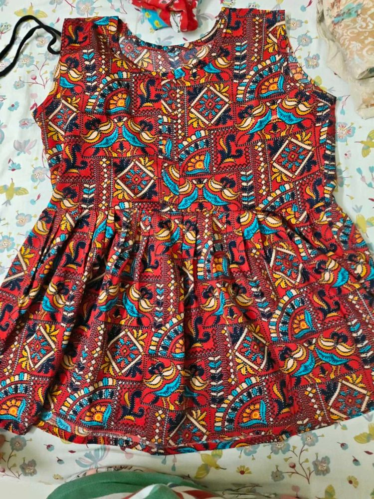 Boho Print Sleeveless Kurta