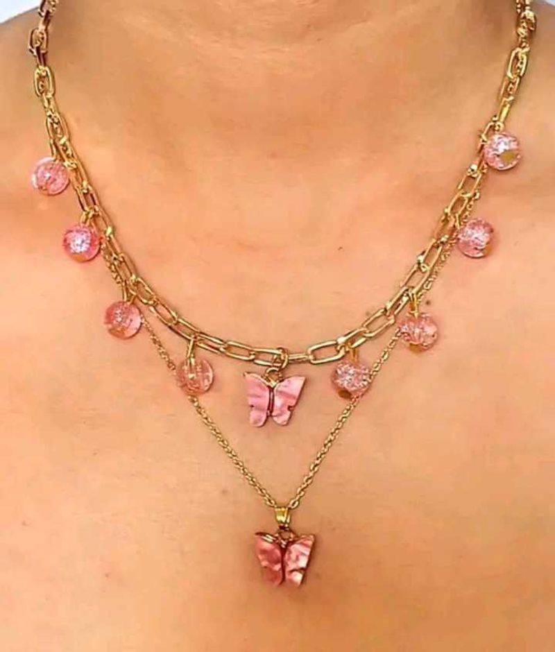 Double Layer Butterfly Necklace