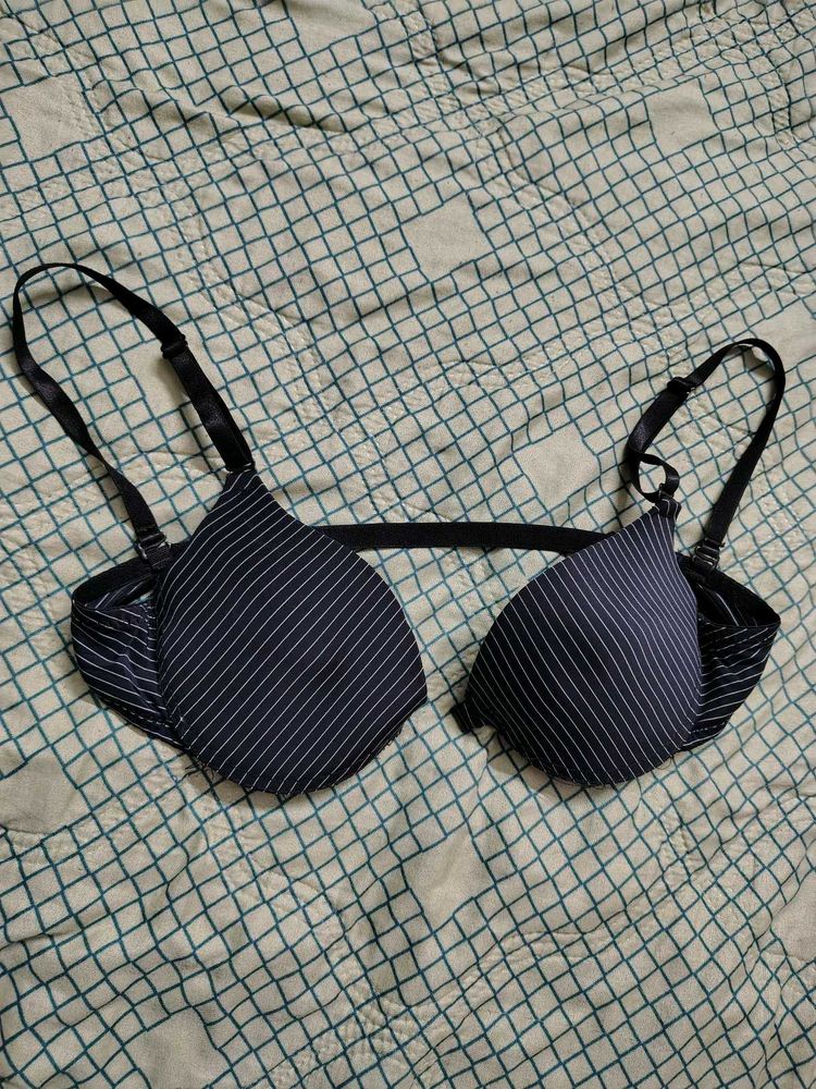 Chic Striped Front Open Backless Bra
