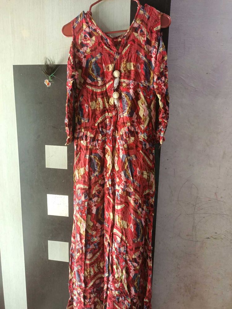 Bohemian Red Printed Maxi Dress