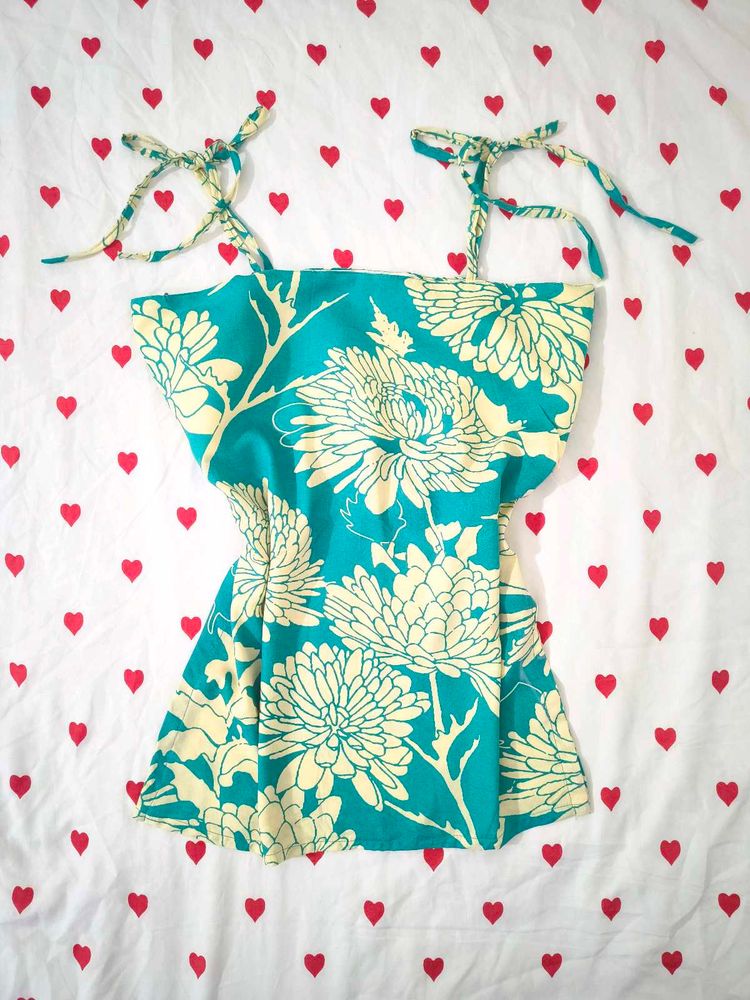 Teal Floral Strappy corset kurti 🫶🏻