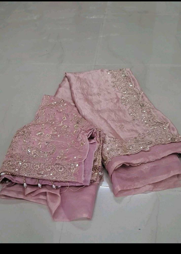 Beautiful light pink Saree with Blouse