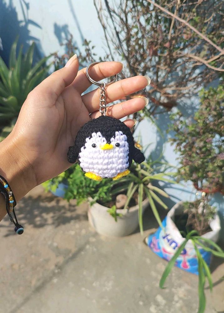 Crocheted Penguin Keychain