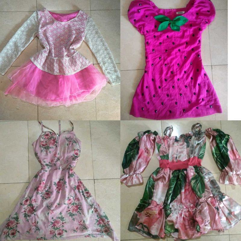 4 Cute Pink &amp; Floral Dresses combo